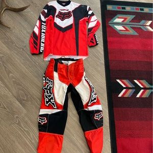 Fox Motocross Racing Jersey. Size Med shirt. 30 pants